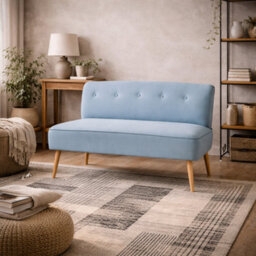 Wyld Haus Hettie Cornflower Blue 2-Seater Sofa With Wooden Legs - thumbnail 1