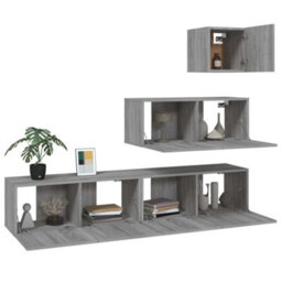 Berkfield 4 Piece Tv Cabinet Set Grey Sonoma Engineered Wood - thumbnail 4