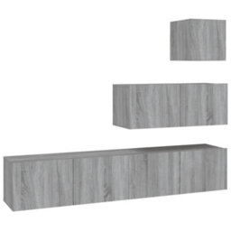 Berkfield 4 Piece Tv Cabinet Set Grey Sonoma Engineered Wood - thumbnail 2