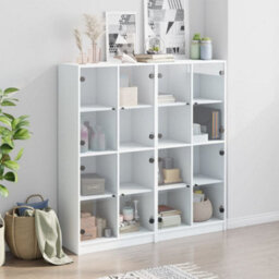 Berkfield Modern Bookcase With Doors White 136X37X142 Cm Engineered Wood - thumbnail 3