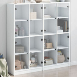 Berkfield Modern Bookcase With Doors White 136X37X142 Cm Engineered Wood - thumbnail 2