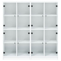 Berkfield Modern Bookcase With Doors White 136X37X142 Cm Engineered Wood - thumbnail 7
