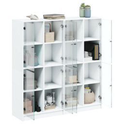 Berkfield Modern Bookcase With Doors White 136X37X142 Cm Engineered Wood - thumbnail 4