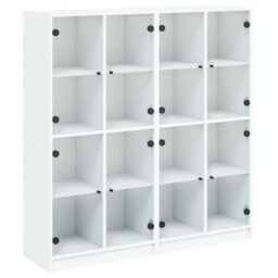Berkfield Modern Bookcase With Doors White 136X37X142 Cm Engineered Wood - thumbnail 1