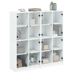 Berkfield Modern Bookcase With Doors White 136X37X142 Cm Engineered Wood - thumbnail 5