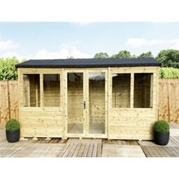 Marlborough - 9 X 9 Reverse Pressure Treated T&g Apex Summerhouse + Double Doors + Lock & Key (9 X 9' / (9 X 9Ft) (9X9) - thumbnail 2