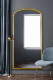 "Mirroroutlet Angustus Gold Metal Framed Arched Full Length Wall Leaner Mirror 67""x33"" (170X85Cm)" - thumbnail 2