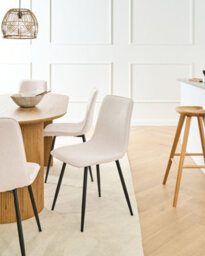 Beliani Set Of 4 Dining Chairs Tuscola Fabric Light Beige - thumbnail 2