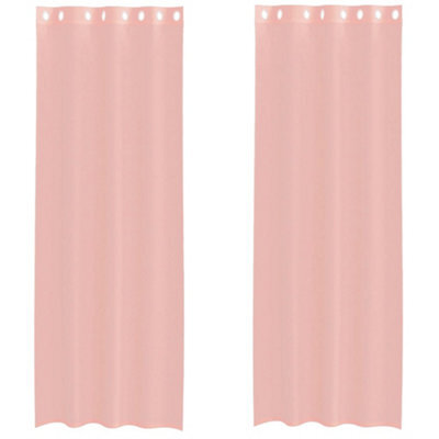 Berkfield Durable Voile Curtains With Grommets 2 Pcs Pink 140X260 Cm - image 1