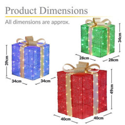 Giant Led Christmas Gift Boxes, Set Of 3, Mains Powered, 200 Lights In Red, Blue & Green - thumbnail 7