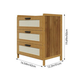 Wooden Bedside Table 3 Drawers Nightstand Storage Side Cabinet Bedroom Organizer - thumbnail 2
