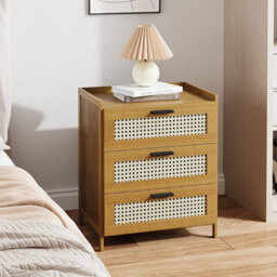 Wooden Bedside Table 3 Drawers Nightstand Storage Side Cabinet Bedroom Organizer - thumbnail 5