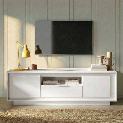 FurniComp LTD Furnicomp Berlin 2 Door 1 Drawer 180Cm Matt White Tv Stand - image 1