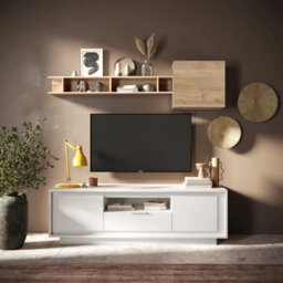 FurniComp LTD Furnicomp Berlin 2 Door 1 Drawer 180Cm Matt White Tv Stand - thumbnail 4