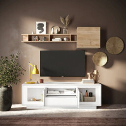FurniComp LTD Furnicomp Berlin 2 Door 1 Drawer 180Cm Matt White Tv Stand - thumbnail 5