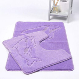Homes & Linen Dolphin Lilac Bath Mats Non Slip Bathroom Mats 2 Piece Pedestal And Bath Mat Set