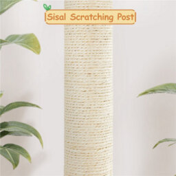 Yaheetech Beige 91 Cm Tall Rattan Cat Tree With Natural Sisal Scratching Post - thumbnail 9