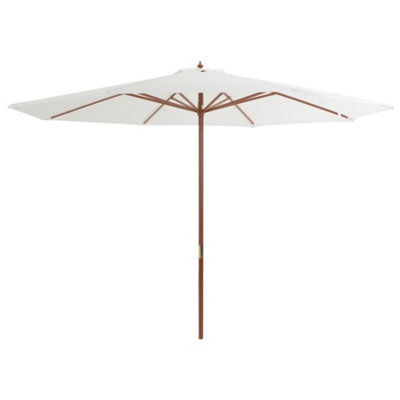 Berkfield Outdoor Parasol With Wooden Pole 350 Cm Sand White - image 1