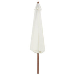 Berkfield Outdoor Parasol With Wooden Pole 350 Cm Sand White - thumbnail 2