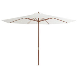 Berkfield Outdoor Parasol With Wooden Pole 350 Cm Sand White