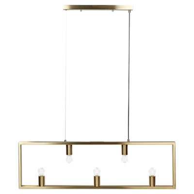 Wyld And Coco Brass 5-Light Rectangular Pendant Lamp In Brushed Iron, W100 X D4 X H127Cm - image 1