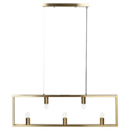 Wyld And Coco Brass 5-Light Rectangular Pendant Lamp In Brushed Iron, W100 X D4 X H127Cm - thumbnail 1