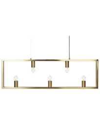 Wyld And Coco Brass 5-Light Rectangular Pendant Lamp In Brushed Iron, W100 X D4 X H127Cm - thumbnail 3