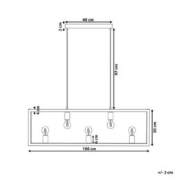 Wyld And Coco Brass 5-Light Rectangular Pendant Lamp In Brushed Iron, W100 X D4 X H127Cm - thumbnail 4