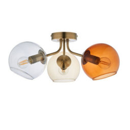 Pagazzi Lighting Pagazzi Branco 3 Light Antique Brass Semi Flush Ceiling Light - thumbnail 6