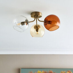 Pagazzi Lighting Pagazzi Branco 3 Light Antique Brass Semi Flush Ceiling Light - thumbnail 2