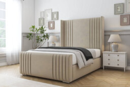 "Sloomy Camden Almond Coniston Bed Frame With Mattress With 50""  Upholstered Wingback Headboard 4' Small Double" - thumbnail 2