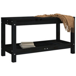 Berkfield Garden Bench Black 82.5X35X45 Cm Solid Wood Pine - thumbnail 3