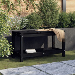 Berkfield Garden Bench Black 82.5X35X45 Cm Solid Wood Pine - thumbnail 1