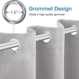 Oxford Homeware Plain Light Grey 230Gsm Blackout Curtain Thermal Insulated Eyelet For Living Room Curtain Pair (W)168Cm X (L)183Cm - thumbnail 5
