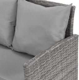 New - Evre Madison 7 Seater Garden Furniture Set Grey Pe Rattan Corner Sofa With Dining Table, 2 Stools & Thick Cushions - thumbnail 3