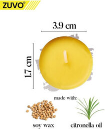 Zuvo Citronella Tealights - Pack Of 25, 4-Hour Burn Scented Candles For Indoor & Outdoor Use, Insect-Repellent Tea Lights - thumbnail 3