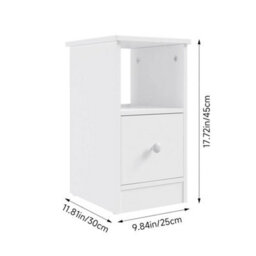 White 1 Drawer Nightstand Modern Narrow Accent Table - thumbnail 2