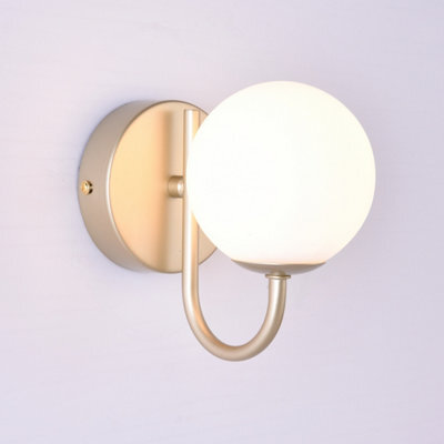 Harper Living 1Xg9 Up Wall Light, Globe Shape Glass Shade, Gold Finish - image 1