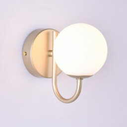 Harper Living 1Xg9 Up Wall Light, Globe Shape Glass Shade, Gold Finish - thumbnail 1