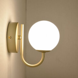 Harper Living 1Xg9 Up Wall Light, Globe Shape Glass Shade, Gold Finish - thumbnail 6