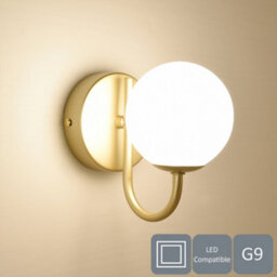 Harper Living 1Xg9 Up Wall Light, Globe Shape Glass Shade, Gold Finish - thumbnail 3