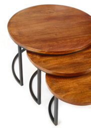 Elm Home And Garden Large Solid Dark Wooden Round Coffee Table Nest Table H48 X W77 X D77Cm - thumbnail 2