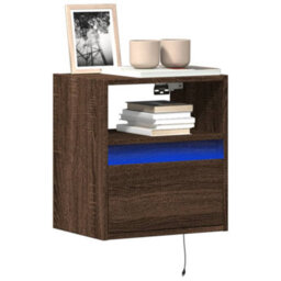 Berkfield Durable Tv Wall Cabinet With Led Lights Brown Oak 41X31X45 Cm - thumbnail 2