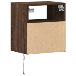 Berkfield Durable Tv Wall Cabinet With Led Lights Brown Oak 41X31X45 Cm - thumbnail 8