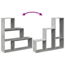 Walplus Room Divider Bookcase 3 Tier Concrete Grey 123X29X123 Cm Engineered Wood - thumbnail 8