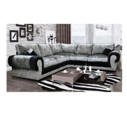 Tango Full Back 2C2 Corner Sofa Crushed Velvet Black-Silver