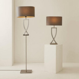 Valuelights Katniss Large Silver Chrome Metal Floor Lamp With A Grey Fabric Oval Lampshade - Bulb Included - thumbnail 7