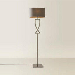 Valuelights Katniss Large Silver Chrome Metal Floor Lamp With A Grey Fabric Oval Lampshade - Bulb Included - thumbnail 4