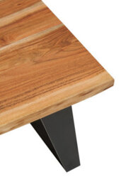 Orsina Acacia Wood Side Table, Rustic Natural Wooden Top With Black Looped Iron Base, End Table - thumbnail 2