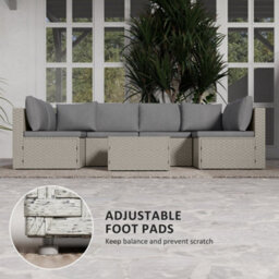 Outsunny 7 Pieces Rattan Garden Furniture Set With Cushions, Light Brown - thumbnail 8